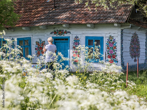 House with blue frames photo