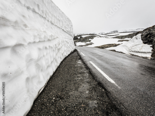 Aurlandsvegen mountain road between Aurland and Laerdal in Norway photo