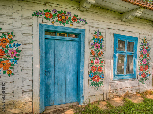 House with blue frames photo