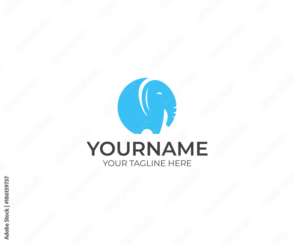 Round Elephant Logo Template. Wild Animal Vector Design. Mammals Illustration Round Elephant Logo Template. Wild Animal Vector Design. Mammals Illustration