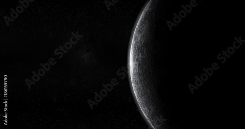 Waning moon satellite rotating in outer space photo