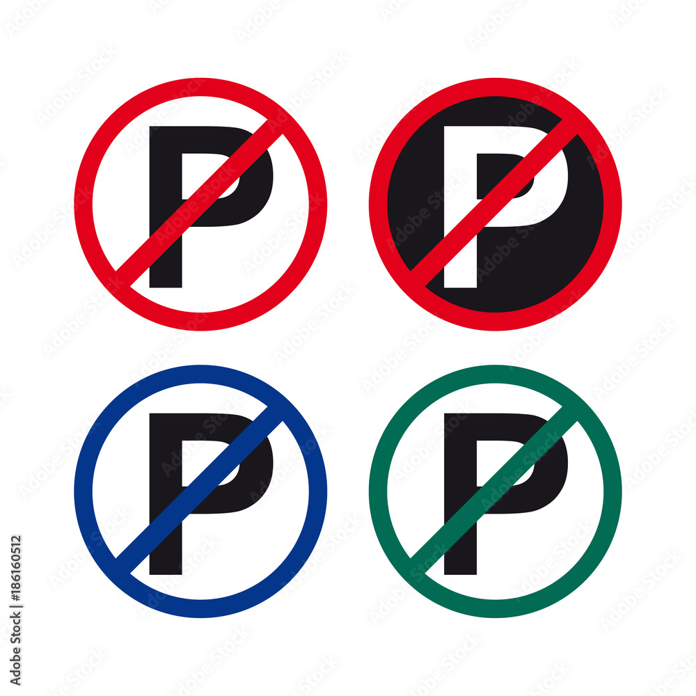 No parking road sign set No parking road sign set