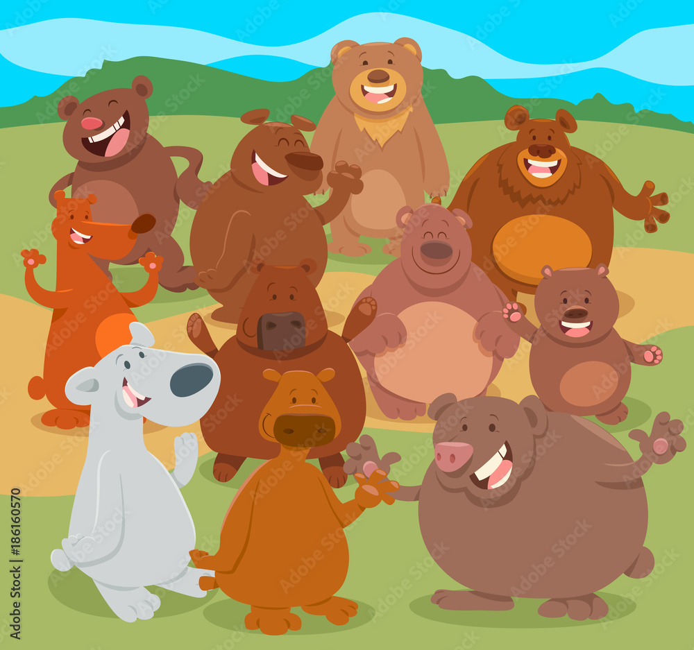 Fototapeta premium cartoon bears animal characters group