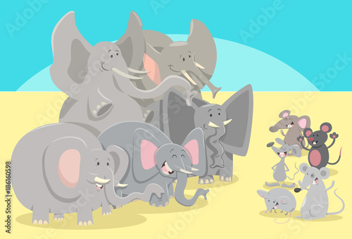 cartoon elephants and mice animal characters