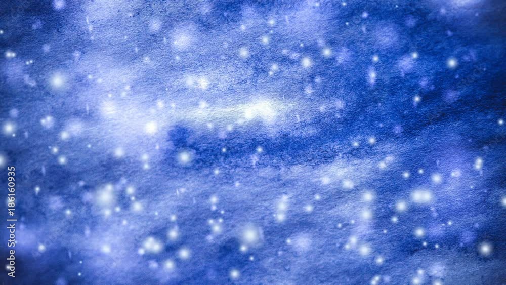 Abstract winter purple background with snowflakes. Winter backdrop purple ink drips and snowflakes. Winter Fairy New Year Christmas. Cinemagraph seamless loop animation motion gif render background