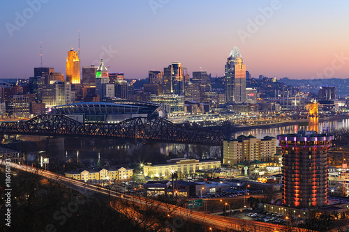 View of the Cincinnati city center at dusk © Harold Stiver