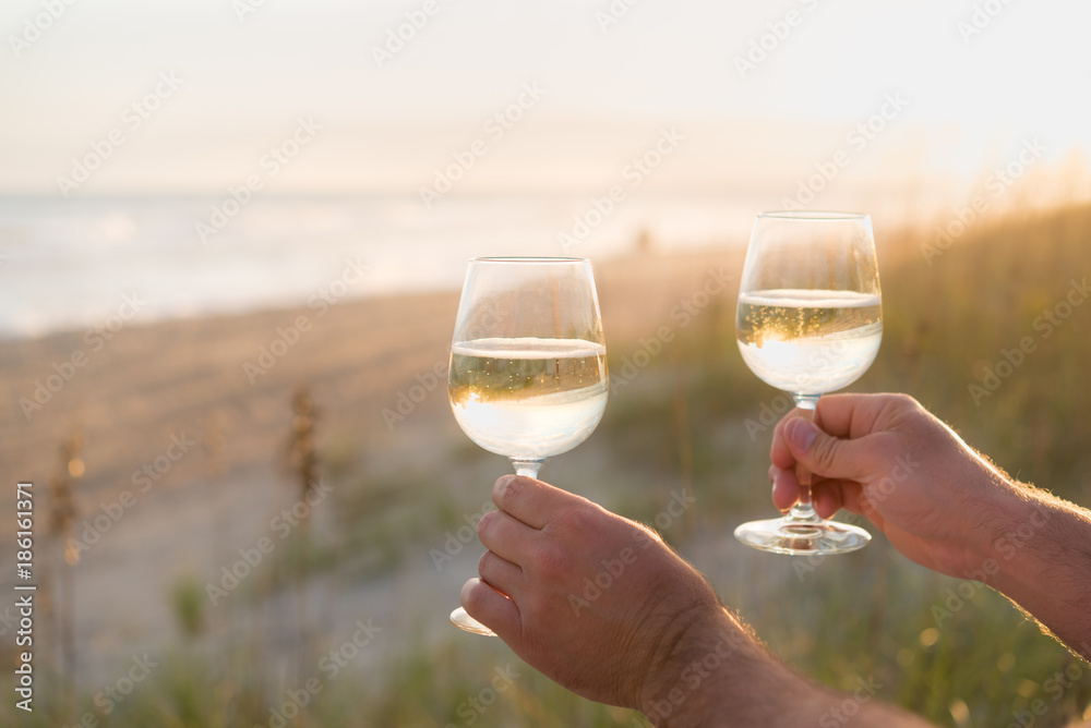 Offering wine on the beach