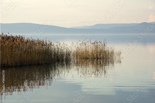 Peaceful Lake Balaton in winteron a windless day
