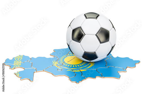 Football ball with map of Kazakhstan concept  3D rendering