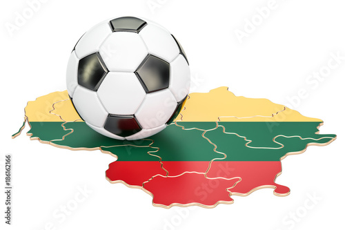 Football ball with map of Lithuania concept  3D rendering