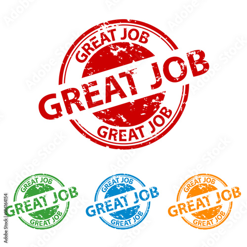 Rubber Stamp Seal - Great Job - Colorful Vector Set