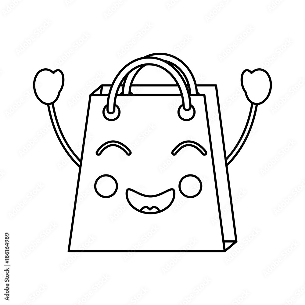 Shopping Bag Cartoon Illustration Design Icon Stock Vector
