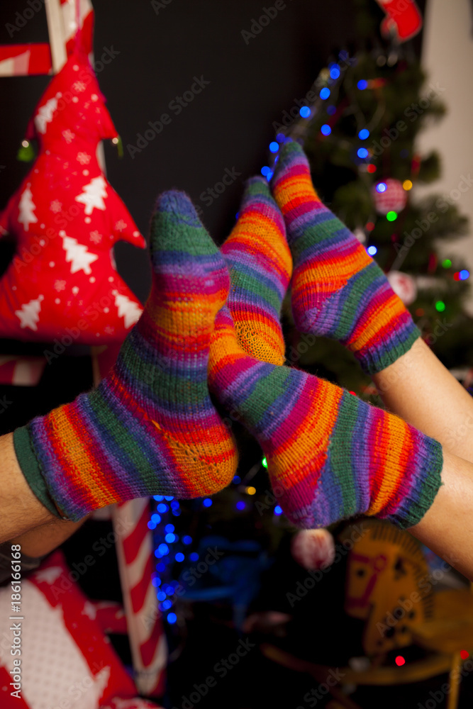 christmas socks, knitted