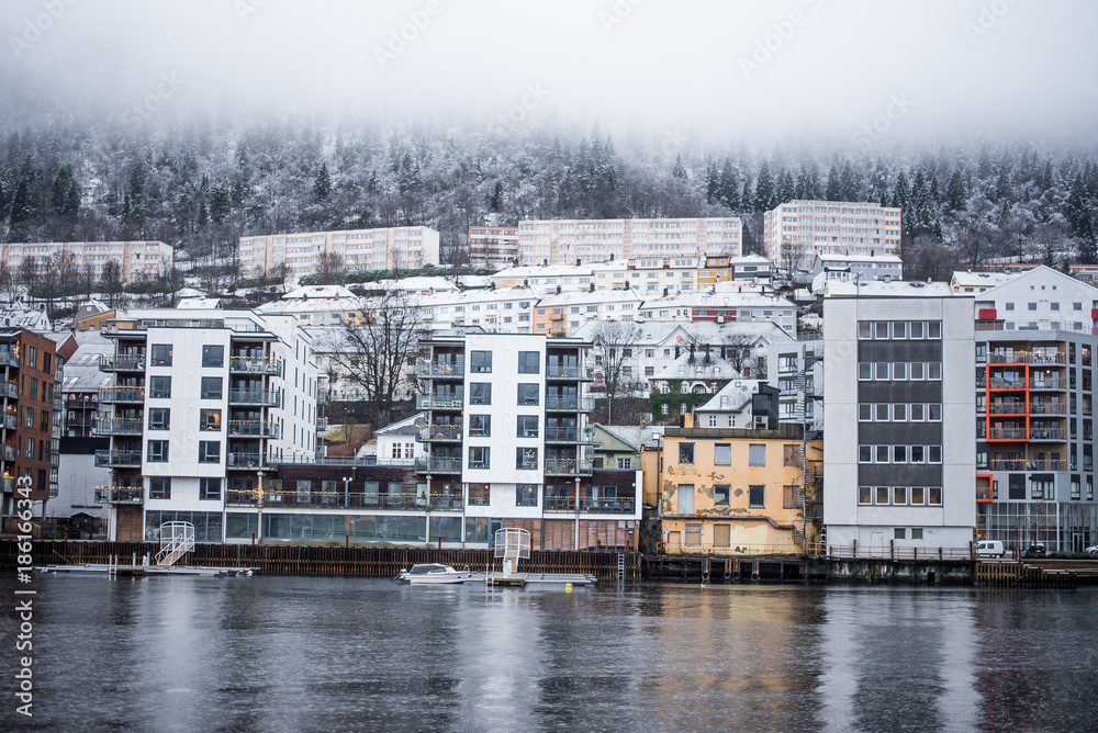 Fog on the top, Bergen, Norway