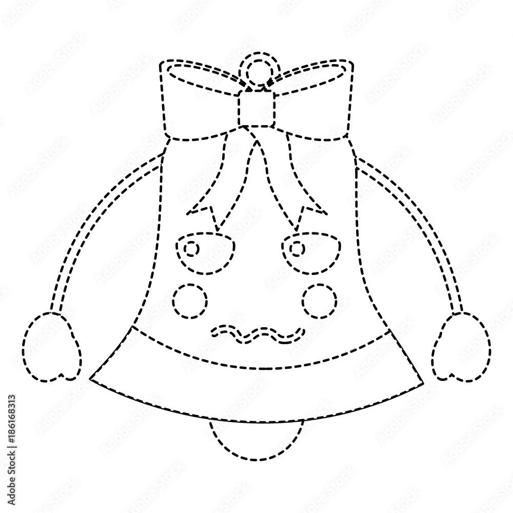 Fototapeta premium christmas bell angry emoji icon image vector illustration design black dotted line