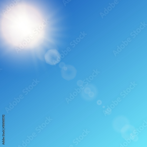 Shining vector golden sun with light effects special lens flare. Vector Illustration