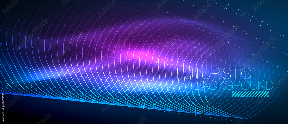 Hi-tech futuristic techno background, neon shapes and dots Hi-tech futuristic techno background, neon shapes and dots
