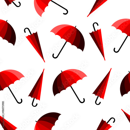Red umbrella on white background. Seamless pattern vector.