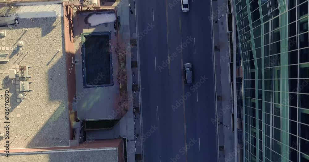 Aerial View of Cars Driving Down Road Aerial View of Cars Driving Down Road