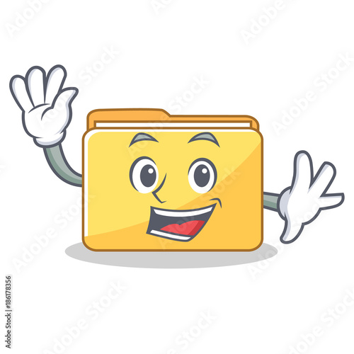 Waving folder character cartoon style