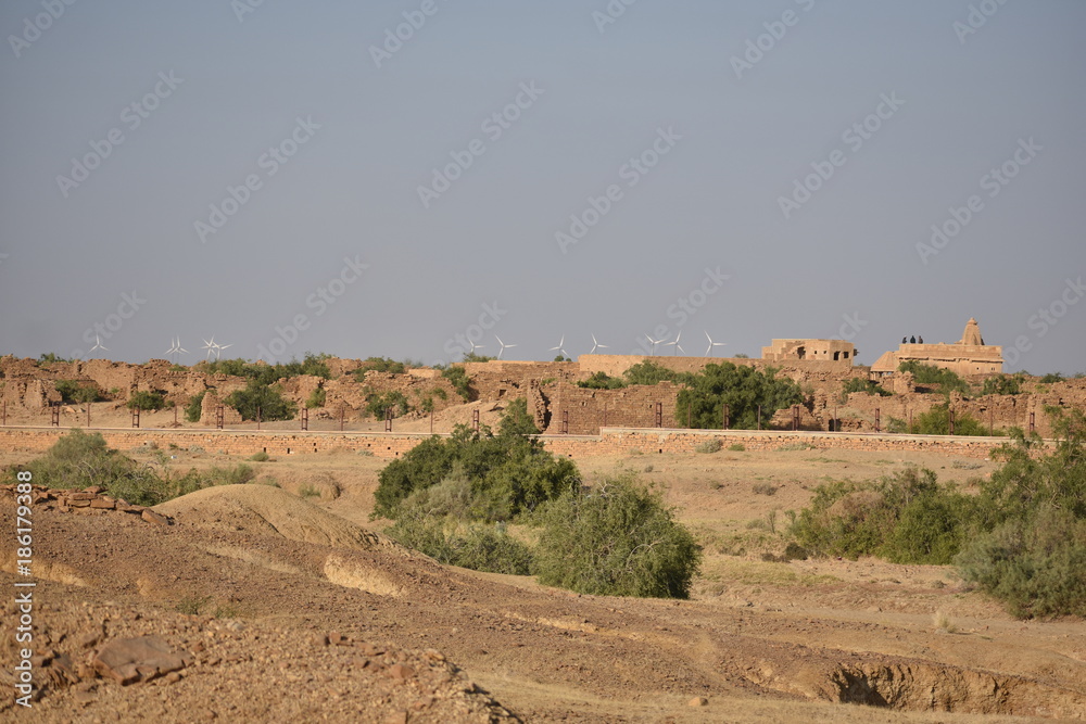 historical monument in kuldhara heritage villahe in jaisalmer rajasthan india