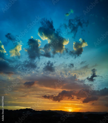 Beautiful nature sunset sunrise and amazing colorful clouds . © jamesteohart