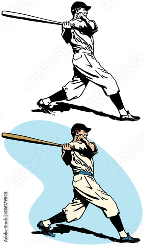 A baseball batter swinging and hitting a home run.
