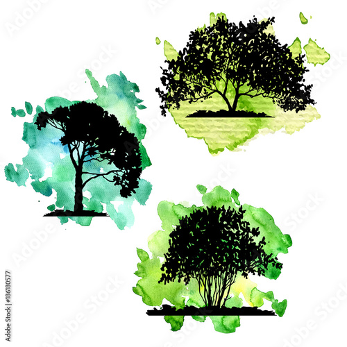vector set of deciduous trees