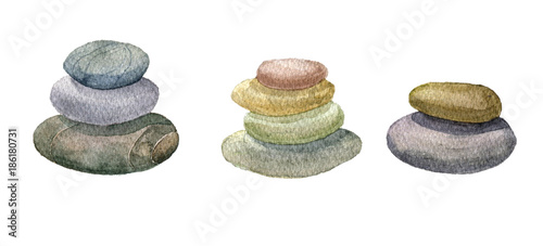Canvas Print watercolor sea stones