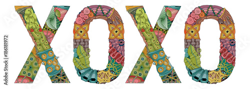 Word XOXO. Vector decorative zentangle object