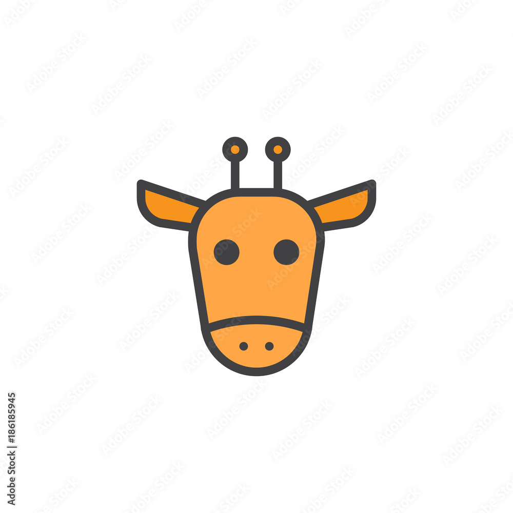 Giraffe head filled outline icon, line vector sign, linear colorful pictogram isolated on white. Symbol, logo illustration. Pixel perfect vector graphics Giraffe head filled outline icon, line vector sign, linear colorful pictogram isolated on white. Symbol, logo illustration. Pixel perfect vector graphics