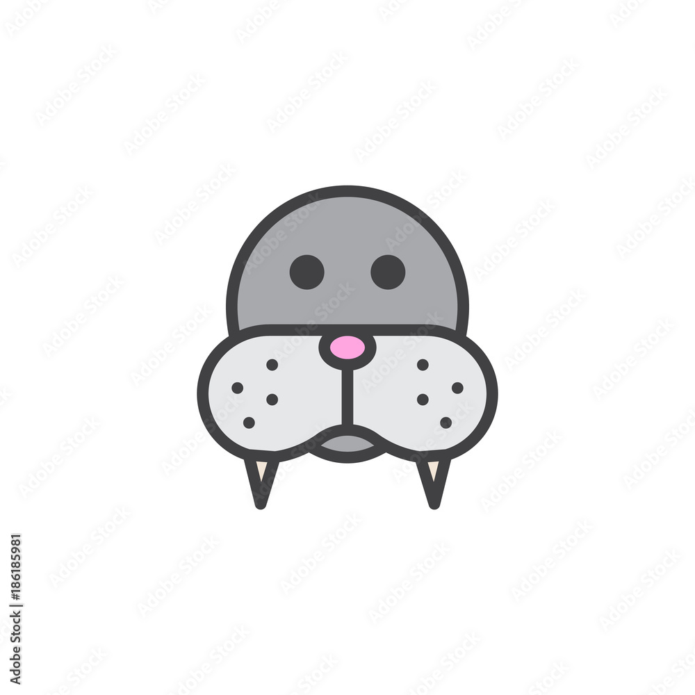 Walrus head filled outline icon, line vector sign, linear colorful pictogram isolated on white. Morse face symbol, logo illustration. Pixel perfect vector graphics Walrus head filled outline icon, line vector sign, linear colorful pictogram isolated on white. Morse face symbol, logo illustration. Pixel perfect vector graphics