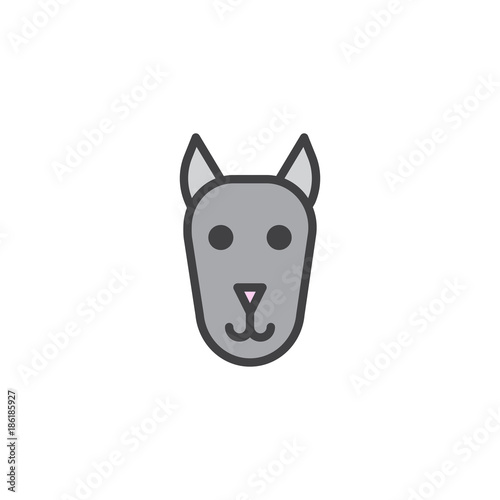 Dog head filled outline icon, line vector sign, linear colorful pictogram isolated on white. Symbol, logo illustration. Pixel perfect vector graphics