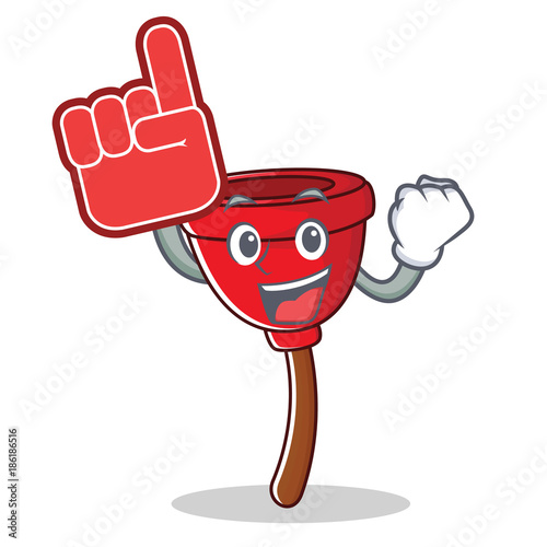 Foam finger plunger character cartoon style
