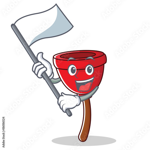 With flag plunger character cartoon style