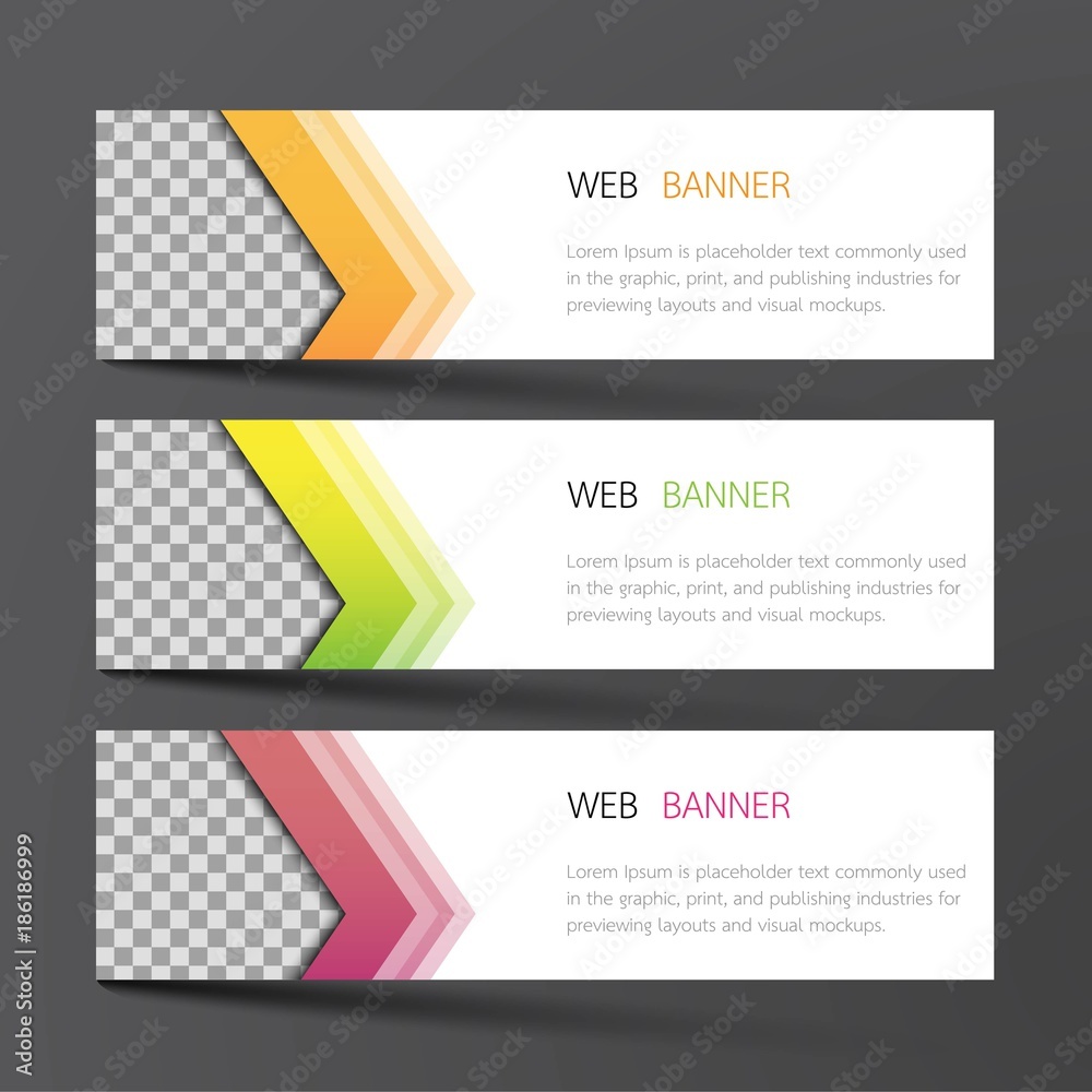 Web banner set design. Inspired by abstract, three color that green orange and purple on the gray background .Vector illustration. Web banner set design. Inspired by abstract, three color that green orange and purple on the gray background .Vector illustration.
