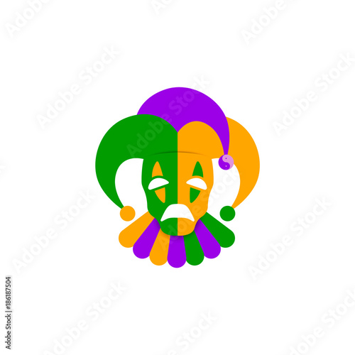 Sad Mask Clown for Mardi Grasse. Vector illustrations