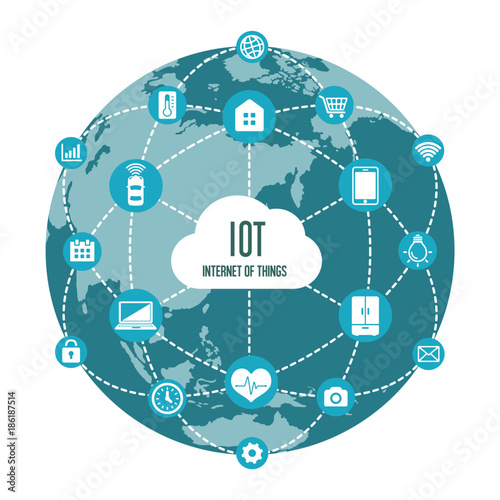 IoT ( internet of things ) image illustration (blue) photo