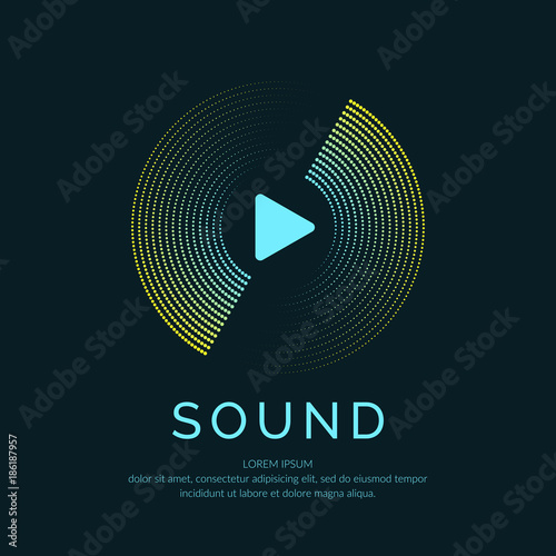 Poster of the sound wave. Vector illustration on dark background