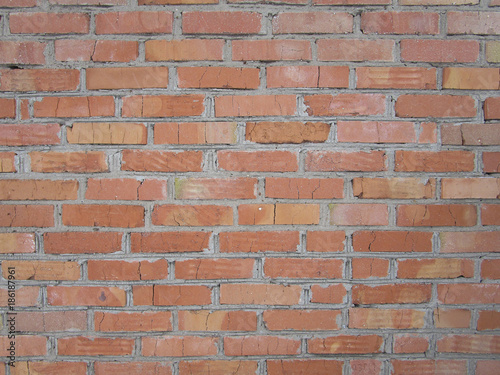 Photo of red brick wall for texture, background or mock up