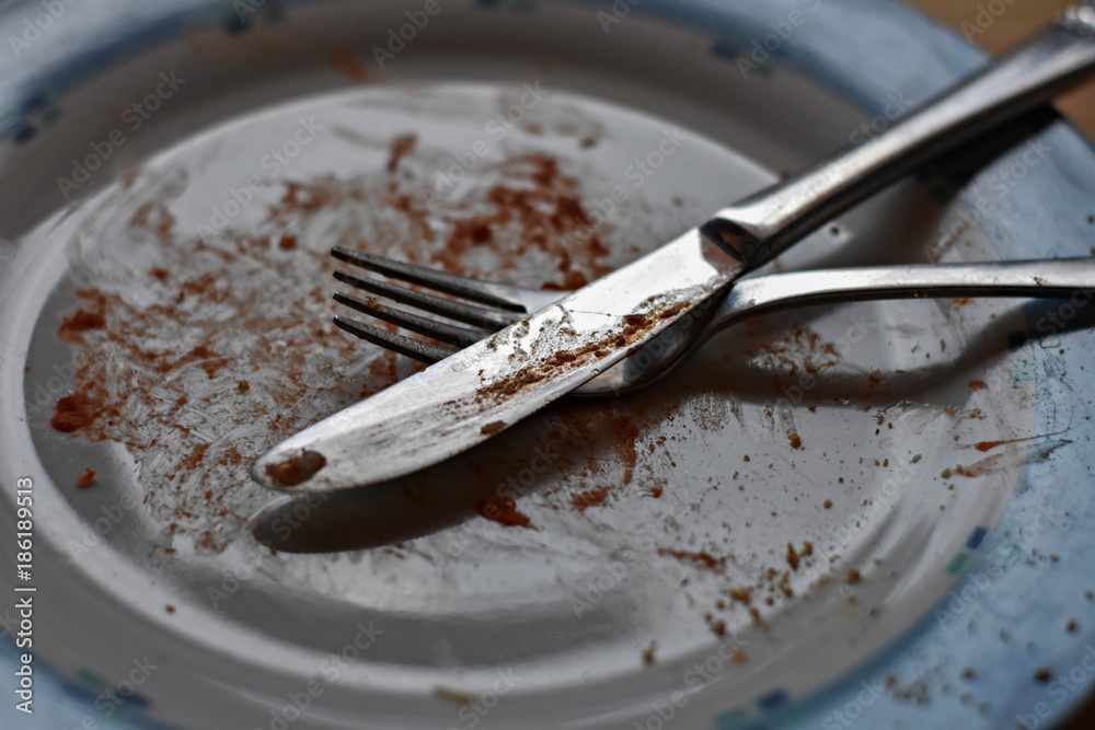 Fototapeta premium Dirty dishes after eaten 