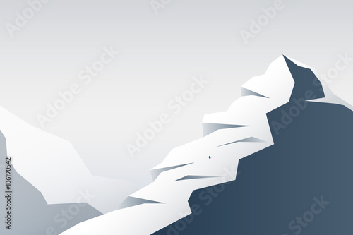 men climbing big snow mountain