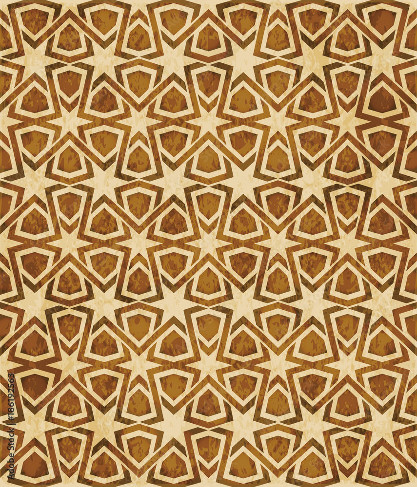 Retro brown Islam seamless geometry pattern background eastern style ornament