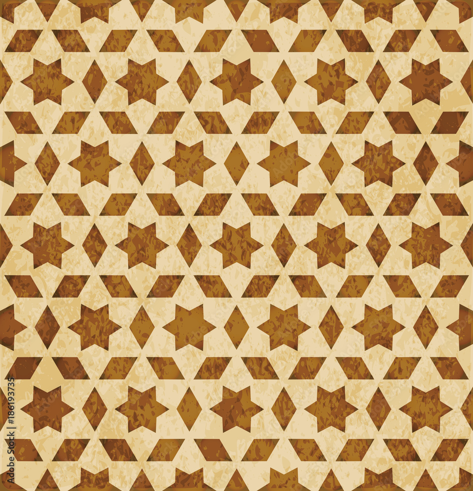 Retro brown Islam seamless geometry pattern background eastern style ornament