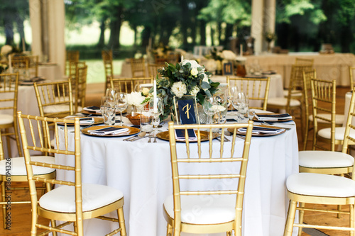 Table set for wedding or another catered event dinner