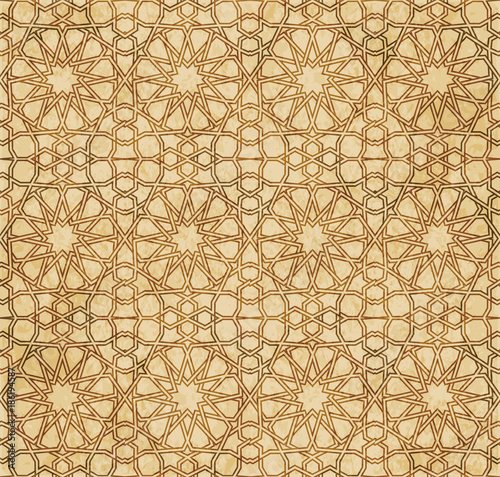 Retro brown Islam seamless geometry pattern background eastern style ornament