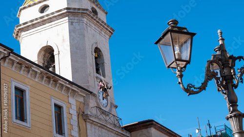 la befana che scende dal campanile della caddedrale organizzata dai vigili del fuoco di Campobassoso photo