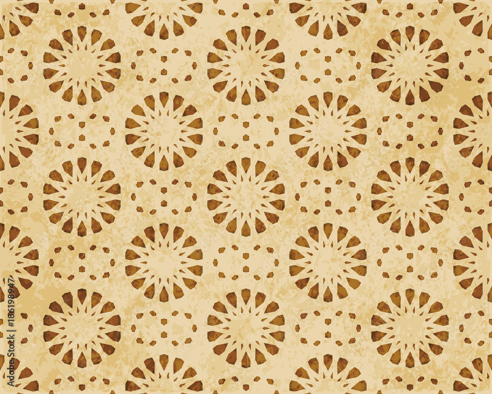 Fototapeta premium Retro brown Islam seamless geometry pattern background eastern style ornament