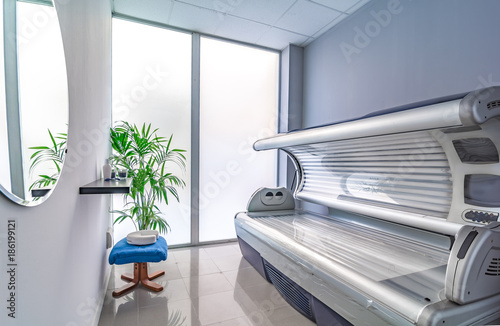 Tanning bed in a modern beauty salon.