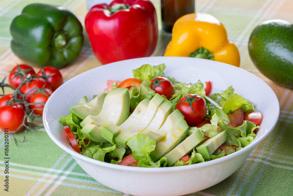 close up of avocado salad with ingredients